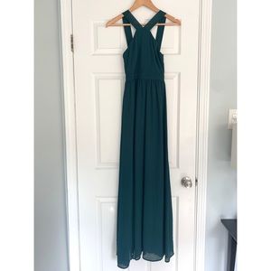 Lulu’s Air of Romance Maxi Dress in Forest Green